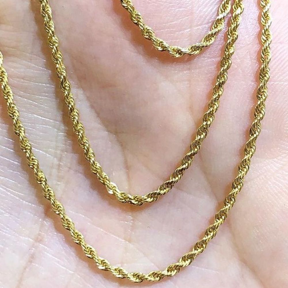14k Yellow Gold 2.5mm Solid Rope Chain - Picture 3 of 4